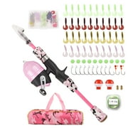 Spinning Rod,And Reel Combo With Lures Lines Rod And Reel Kids Pole Combo Kit With Twirltide Combo 59''/47.2'' Pole Mewmewcat Pole Portable With 59''/47.2'' Pole Portable Lines 1.5m